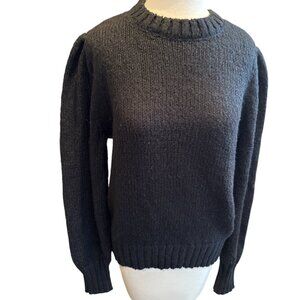 Z Supply Black Puffy Shoulder Fuzzy Sweater